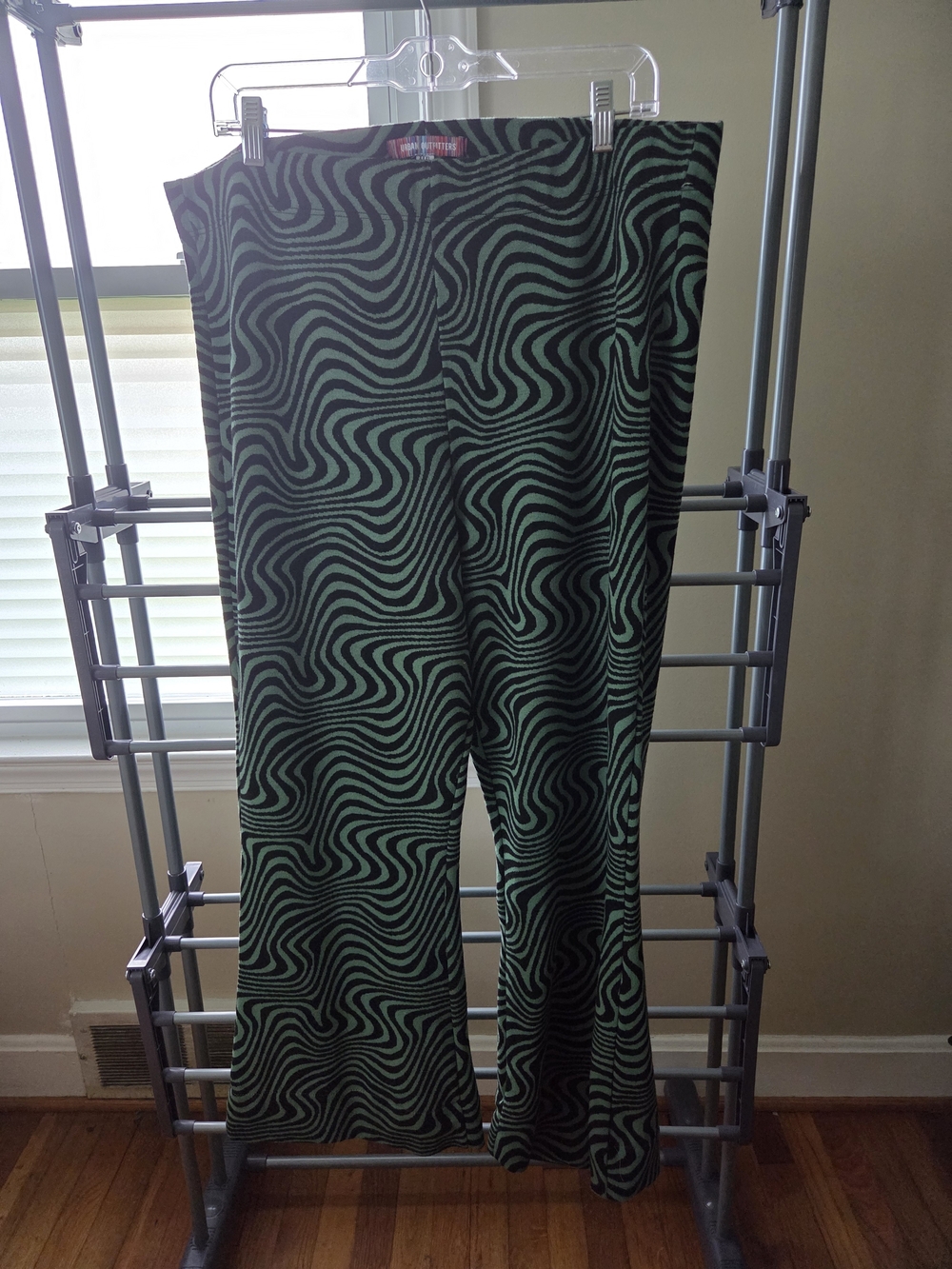 Urban Outfitters Black and Green Wavy Knit Palazzo Pants